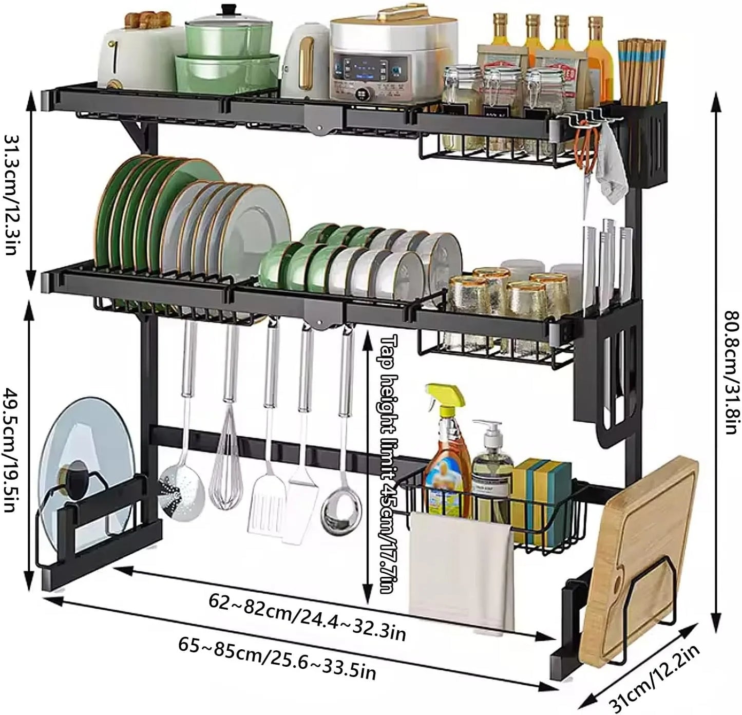 Double Layer Sink Dish Drying Rack | 2-Tier Over-the-Sink Stainless Steel Dish Drainer – Runstore.pk