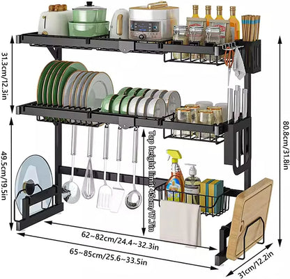Double Layer Sink Dish Drying Rack | 2-Tier Over-the-Sink Stainless Steel Dish Drainer – Runstore.pk