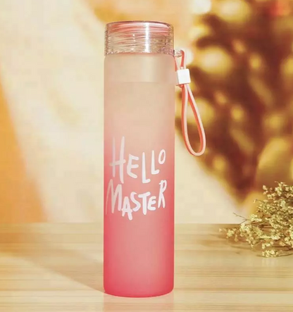Hello Master Glass Water Bottle With Nylon Sleeve