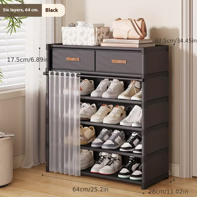 dustproof multi tier shoe rack with storage drawers