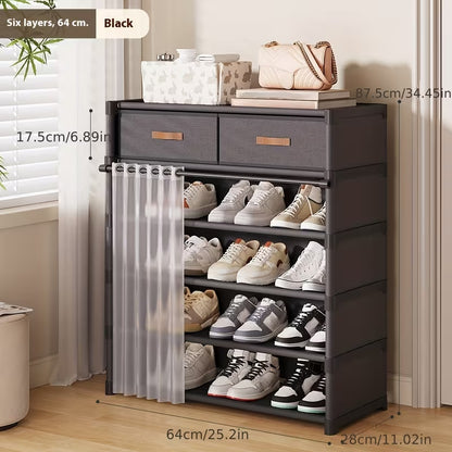 dustproof multi tier shoe rack with storage drawers