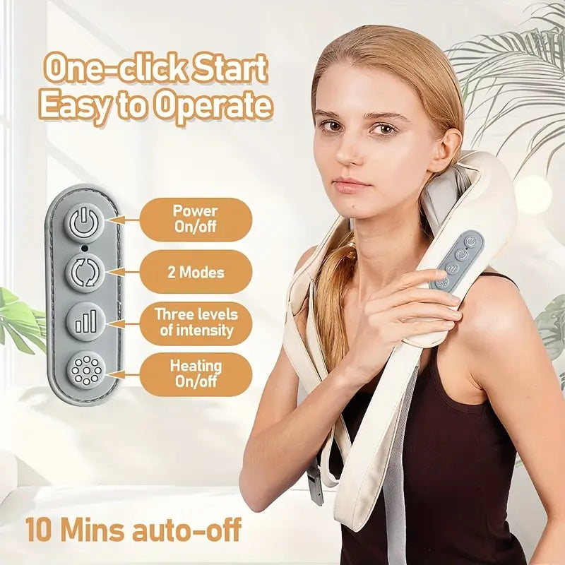 Rechargeable 6D Shoulder & Neck Massager – USB Powered, Real Hand Massage Feel