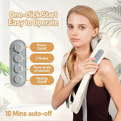 Rechargeable 6D Shoulder & Neck Massager – USB Powered, Real Hand Massage Feel