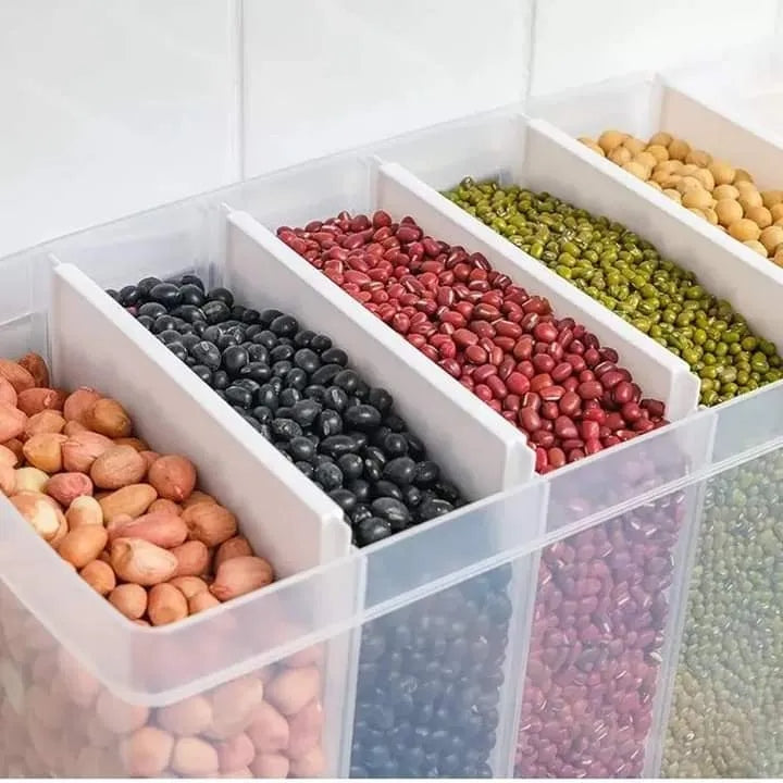 10KG Wall Mounted Rice Dispenser | 6-Grid Automatic Cereal & Grain Storage Container – Moisture-Proof Kitchen Organizer