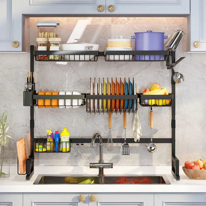 Double Layer Sink Dish Drying Rack | 2-Tier Over-the-Sink Stainless Steel Dish Drainer – Runstore.pk