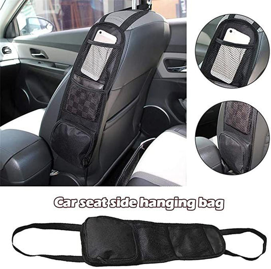 Car Seat Side Pocket Hanging Storage Mesh Organizer – 1Pc Black