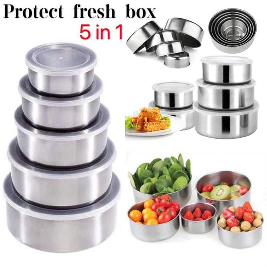 5-Piece Stainless Steel Food Storage Container Set