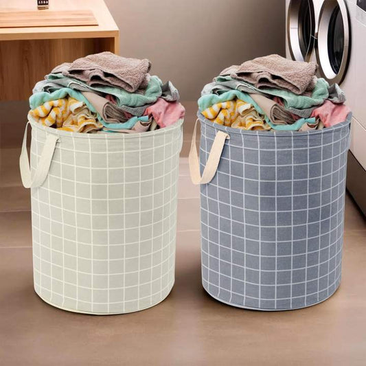 Large Capacity Foldable Cotton Linen Laundry & Storage Basket with Handles