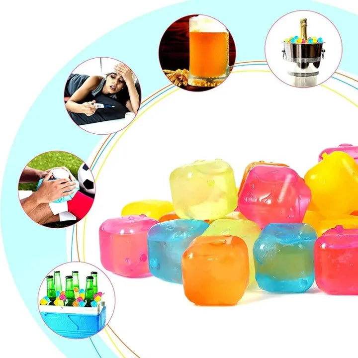 10 Piece Reusable Colorful Plastic Ice Cubes BPA Free Quick Freeze Non Diluting