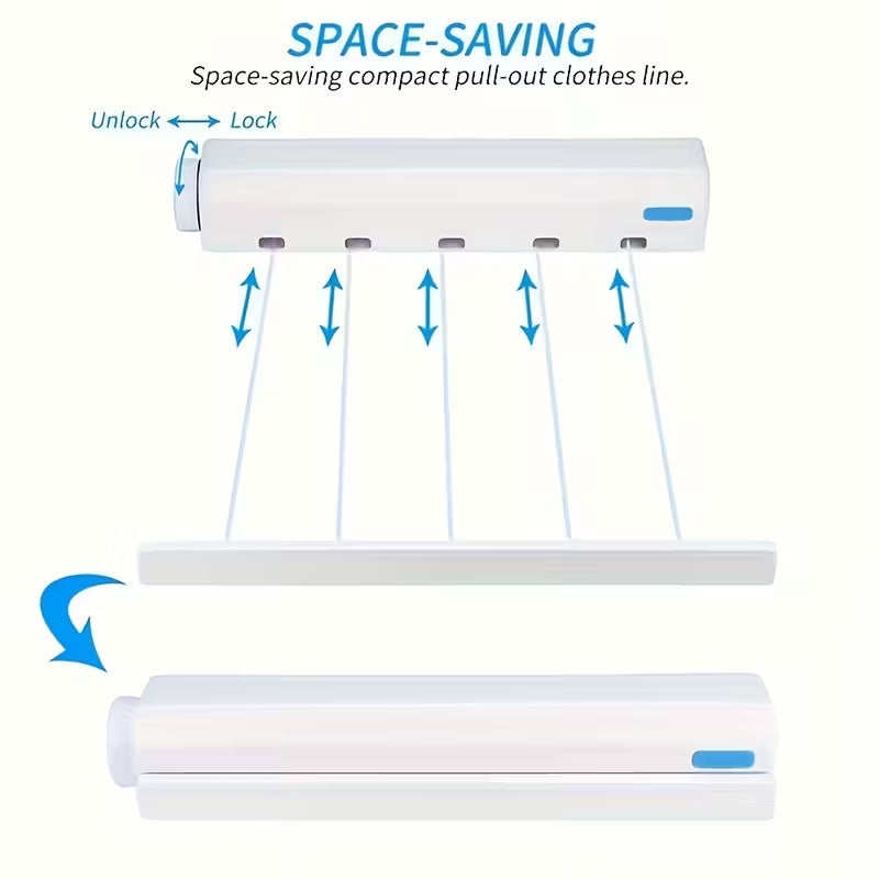 4-Line Retractable Clothesline | Wall Mounted Indoor & Outdoor Laundry Dryer – Runstore.pk