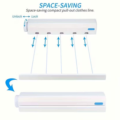 4-Line Retractable Clothesline | Wall Mounted Indoor & Outdoor Laundry Dryer – Runstore.pk