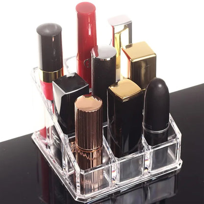 Clear Acrylic Lipstick Storage Box 9-Grids Makeup Organizer