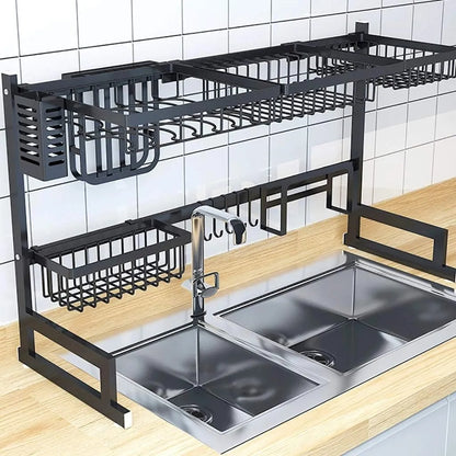 Over The Sink Dish Drying Rack Shelf Stainless Steel Kitchen Cutlery Holder 85cm(Free Delivery Limited Time Offer)