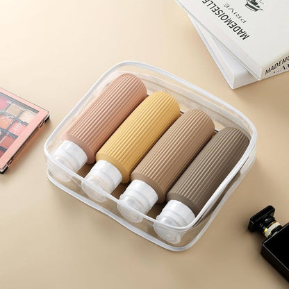 4-Piece Silicone Travel Bottle Set – Refillable Toiletry Bottles
