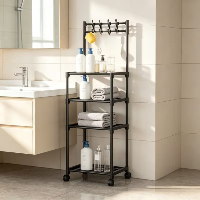 floor standing storage rack for bathroom and laundry