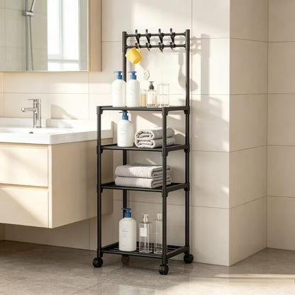 floor standing storage rack for bathroom and laundry