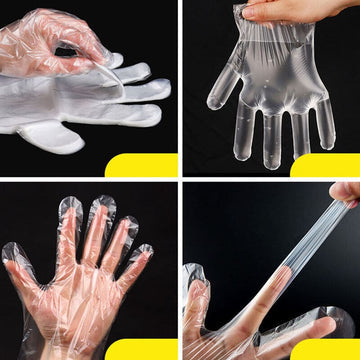 100pcs Transparent Multipurpose Disposable Plastic Gloves