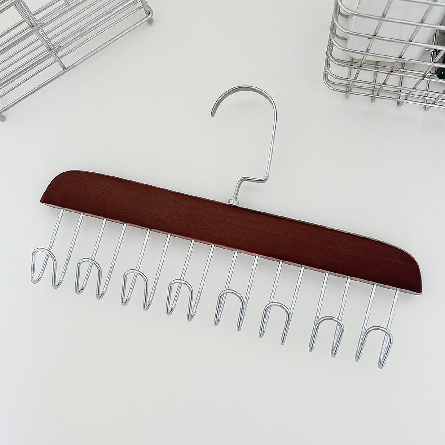 Wooden Suspender Hanger with 8 Hooks
