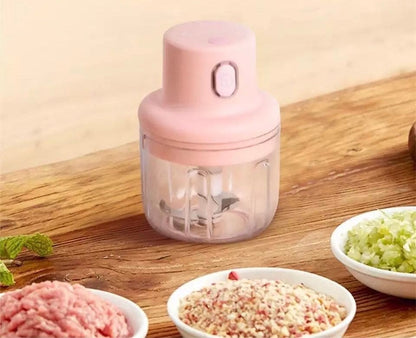 USB Rechargeable Mini Electric Chopper (100ml + 250ml Double Cup) | Portable Vegetable, Meat & Fruit Cutter