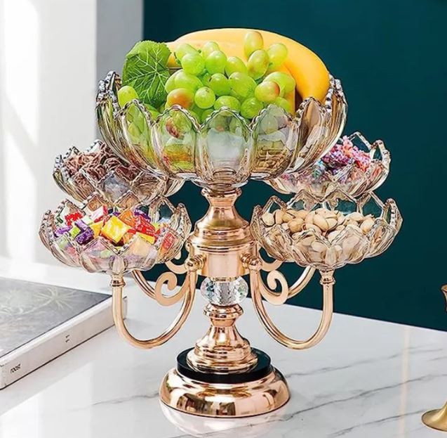 360 Degree Rotating Fruit Plates Creative Living Room Party Tray Stand