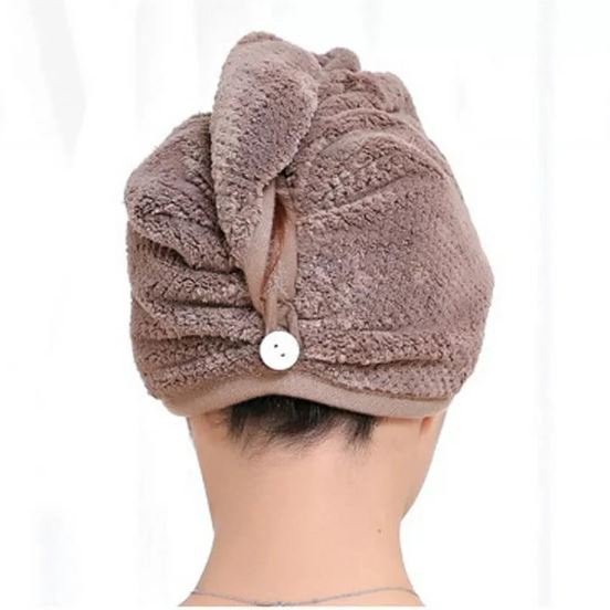 Microfiber Hair Drying Towel Turban Cap for Girls 1Pc