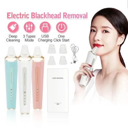 Electric rechargeable blackhead remover with 3 suction levels