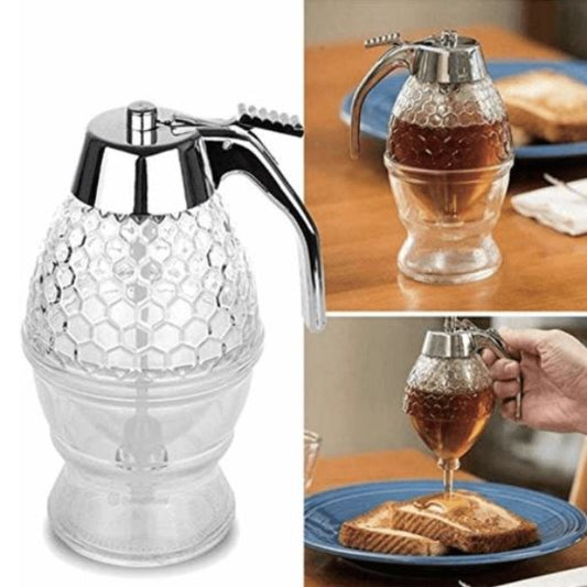 Portable Glass Honey Dispenser With Stand