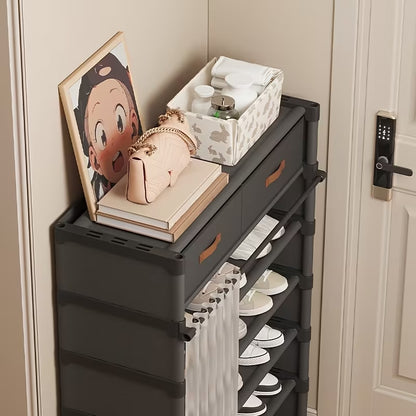 large capacity metal shoe cabinet with curtain