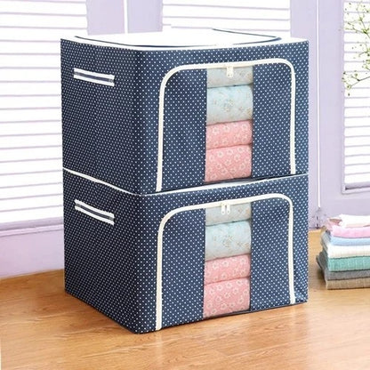 large fabric storage organizer with zipper and transparent window
