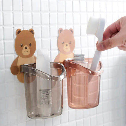 Cute Bear Wall-Mounted Toothbrush & Toothpaste Holder