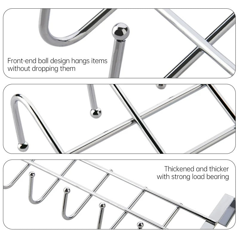 Stainless Steel 5 Hook Hanger Over The Cabinet Hanger Kitchen Accessories - 1Pc