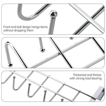 Stainless Steel 5 Hook Hanger Over The Cabinet Hanger Kitchen Accessories - 1Pc