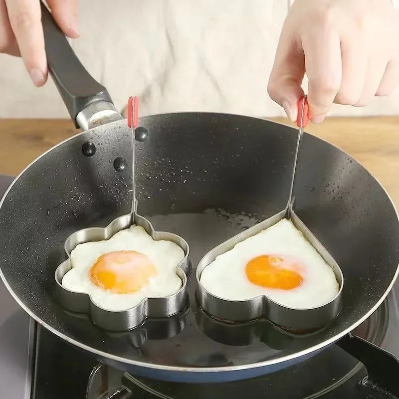 Stainless Steel Fried Egg & Pancake Mold Set 4 Shapes