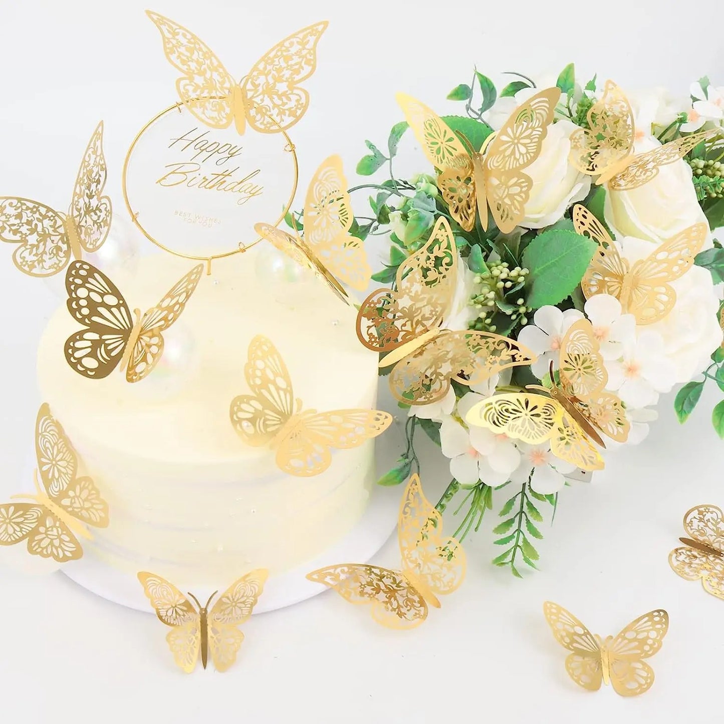 12 piece Gold 3D Butterfly Wall Stickers