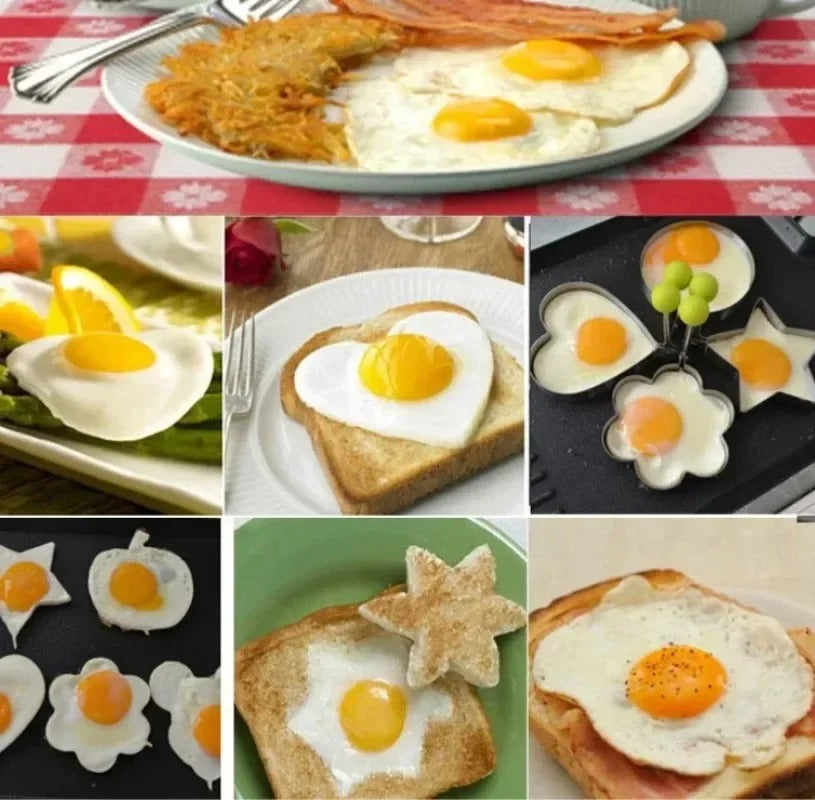 Stainless Steel Fried Egg & Pancake Mold Set 4 Shapes