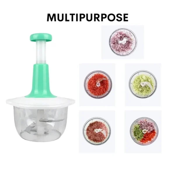 2L Manual Hand Push Food Chopper | Vegetable Grinder & Kitchen Press Cutter