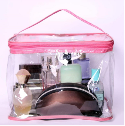 Pink Transparent Waterproof Travel Cosmetic Bag