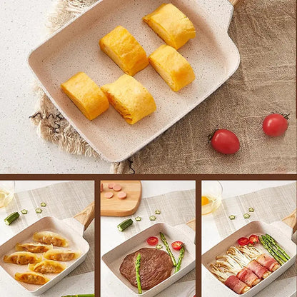 Square Non-Stick Ceramic Frying Pan – Wooden Handle