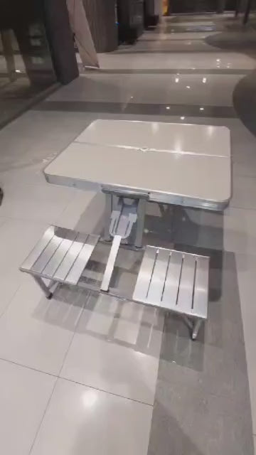 Portable Folding Camping Table Set with 4 Chairs – Aluminum Alloy, Lightweight & Compact