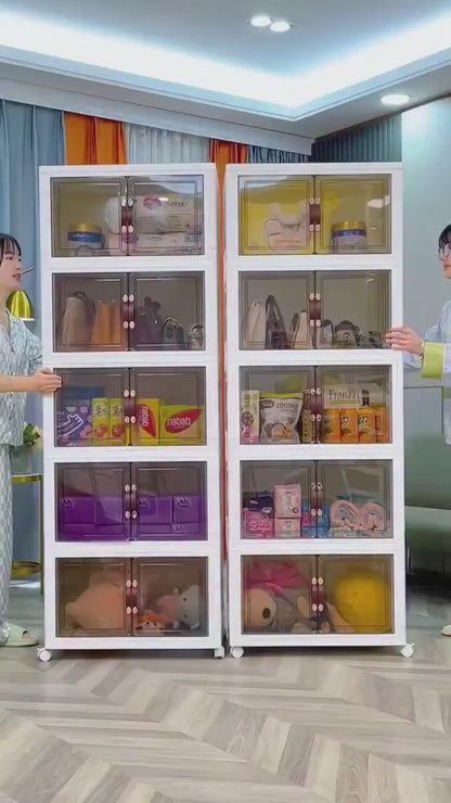 Imported Foldable Plastic Wardrobe Storage Cabinet | 3-5 Layer Folding Locker Organizer
