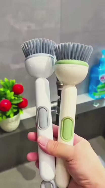 6 in 1 Rotating Soap Dispensing Dish Brush – 360° Kitchen Cleaning Brush with Liquid Dispenser