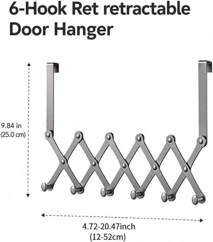 Heavy Duty 6 Hook Door Hanger Rack | Iron Coat Organizer