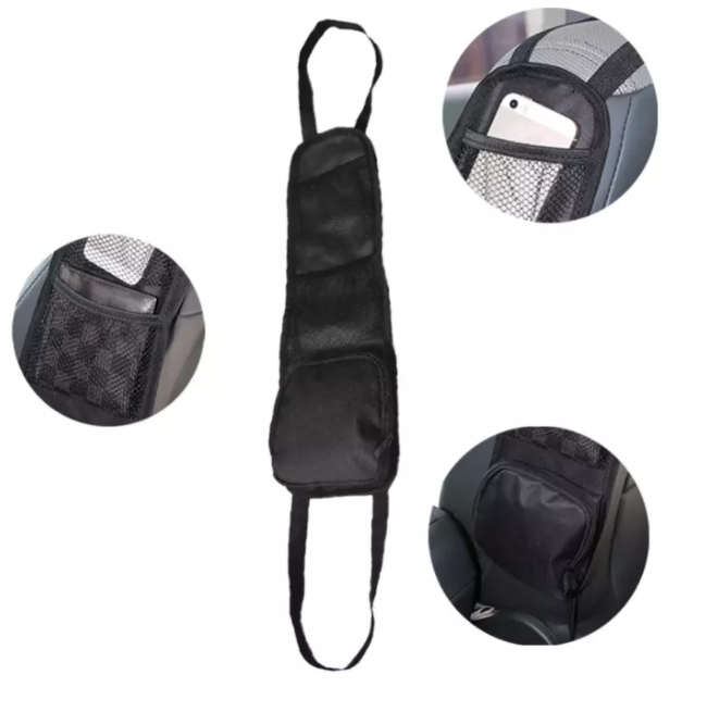 Car Seat Side Pocket Hanging Storage Mesh Organizer – 1Pc Black