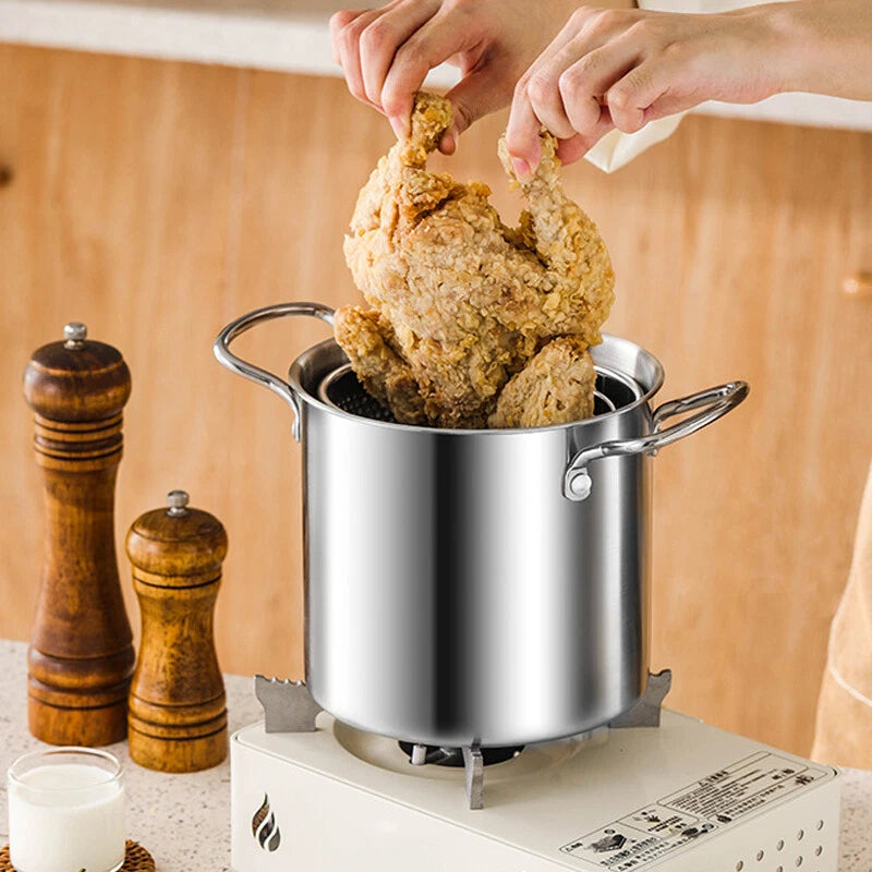 3.5L Stainless Steel Deep Fry Pot – Kitchen Fryer with Oil Strainer