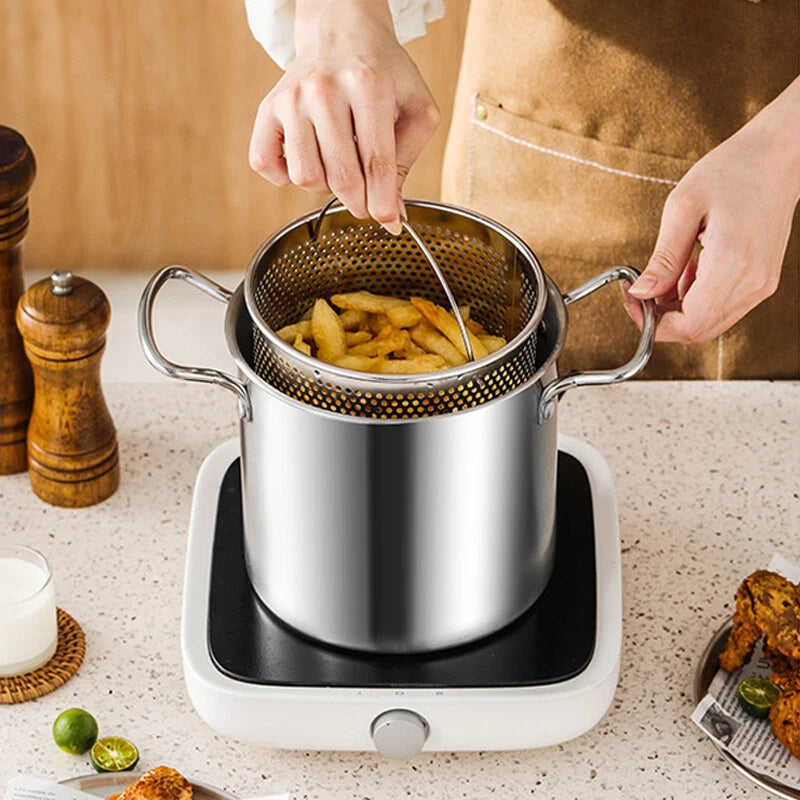 3.5L Stainless Steel Deep Fry Pot – Kitchen Fryer with Oil Strainer