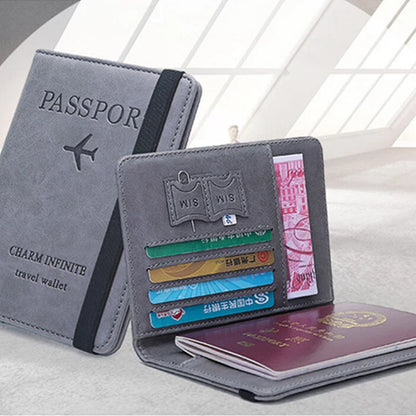 Men PU Leather Travel Passport Wallet Card Holder Organizer