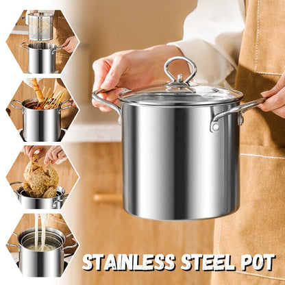 3.5L Stainless Steel Deep Fry Pot – Kitchen Fryer with Oil Strainer