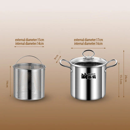 3.5L Stainless Steel Deep Fry Pot – Kitchen Fryer with Oil Strainer