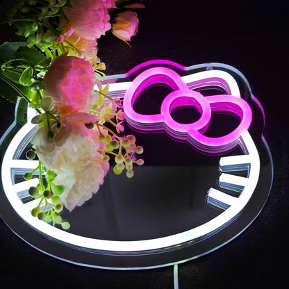 Hello Kitty LED Vanity Makeup Mirror with Soft Glow Light & Cute Bow Design
