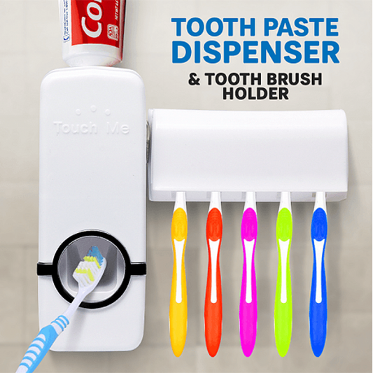 Automatic Toothpaste Dispenser & Toothbrush Holder Set